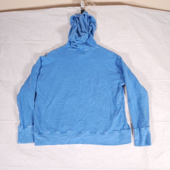 J. Crew Vintage Fleece Cotton Terry Hoodie Womens Small Blue Pullover Pocket - Picture 2 of 16